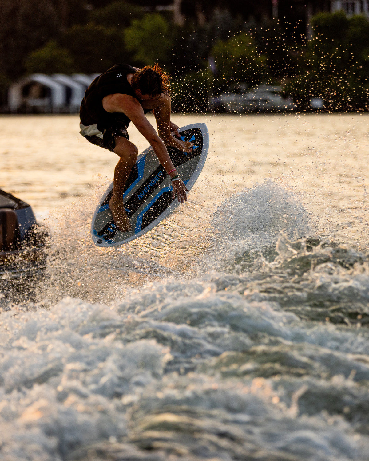 2027 Phase Five Avenger wakesurf board action photo