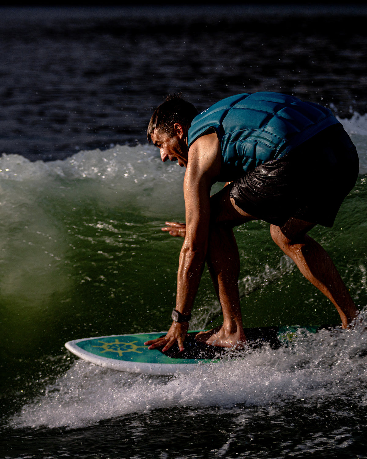 2027 Phase Five Cap'tin wakesurf board action photo