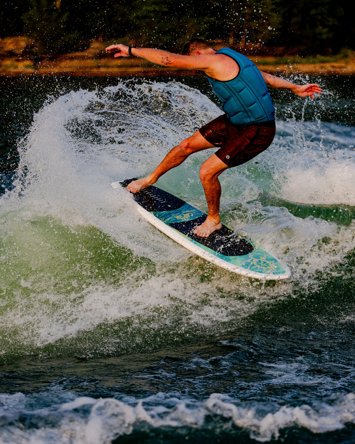 2027 Phase Five Cap'tin wakesurf board action photo