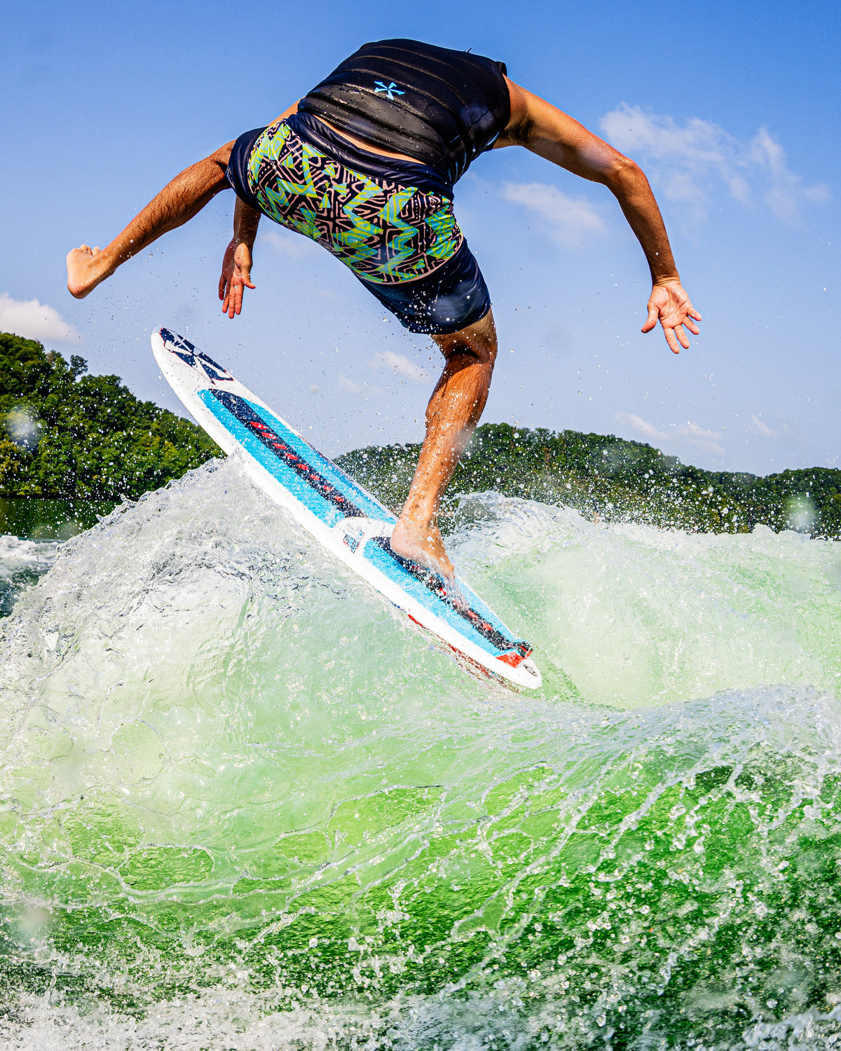 2027 Phase Five Key CL wakesurf board action photo