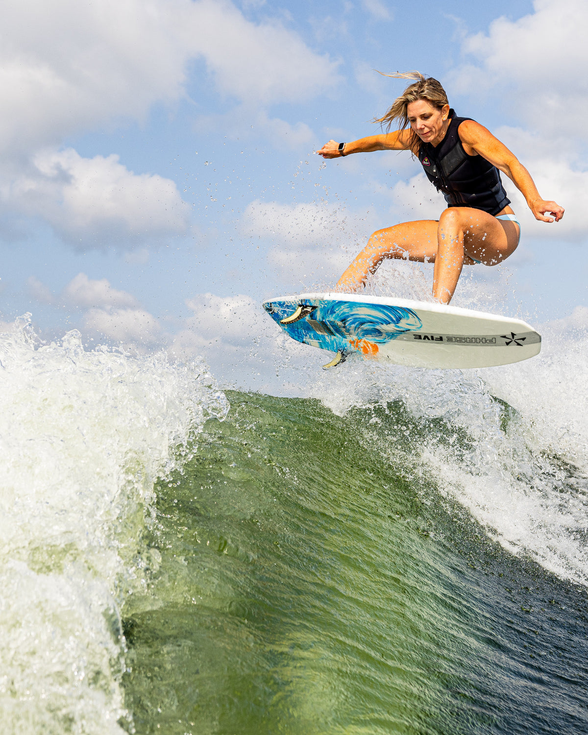 2027 Phase Five Swell wakesurf board action photo