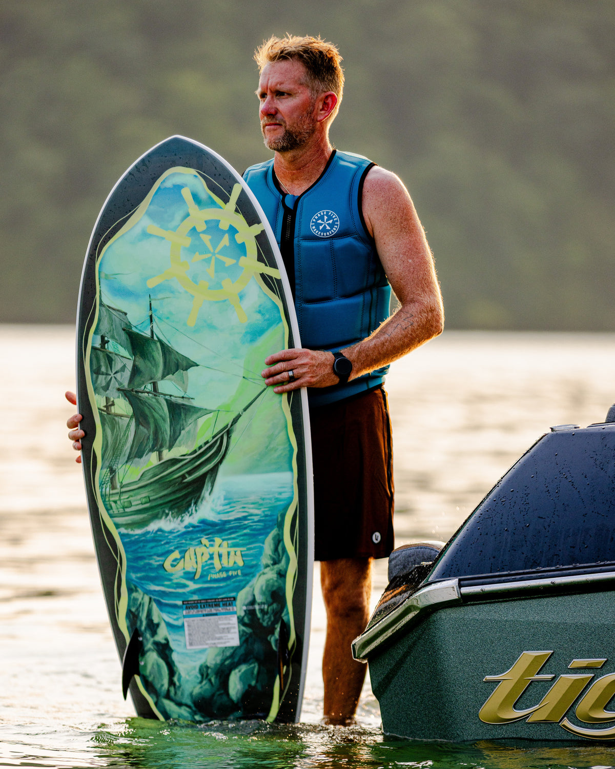 2027 Phase Five Cap'tin wakesurf board lifestyle photo