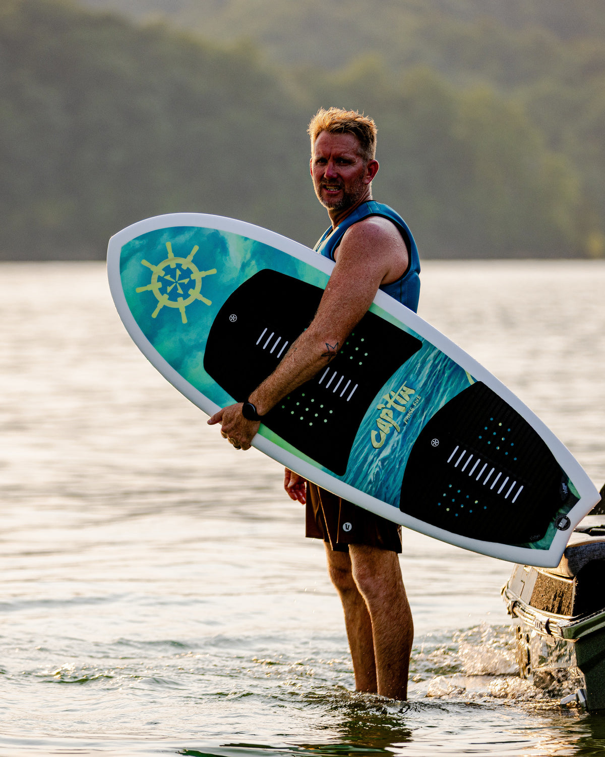 2027 Phase Five Cap'tin wakesurf board lifestyle photo