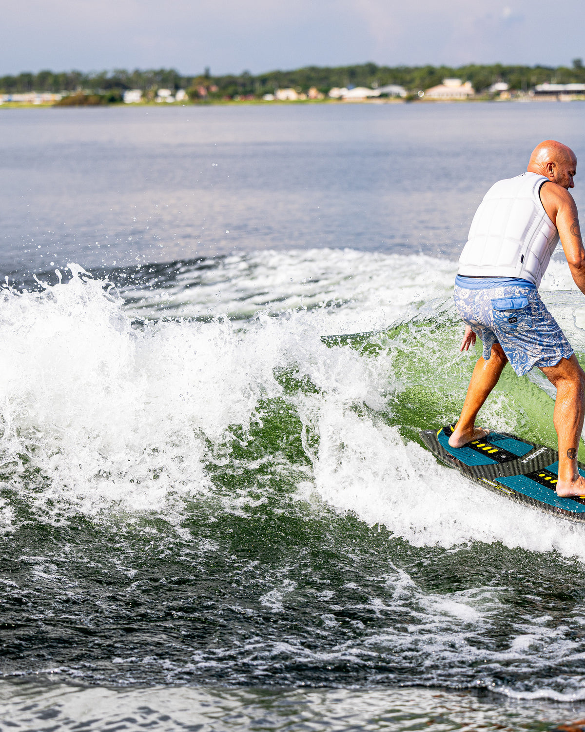 2027 Phase Five Model X wakesurf board action photo