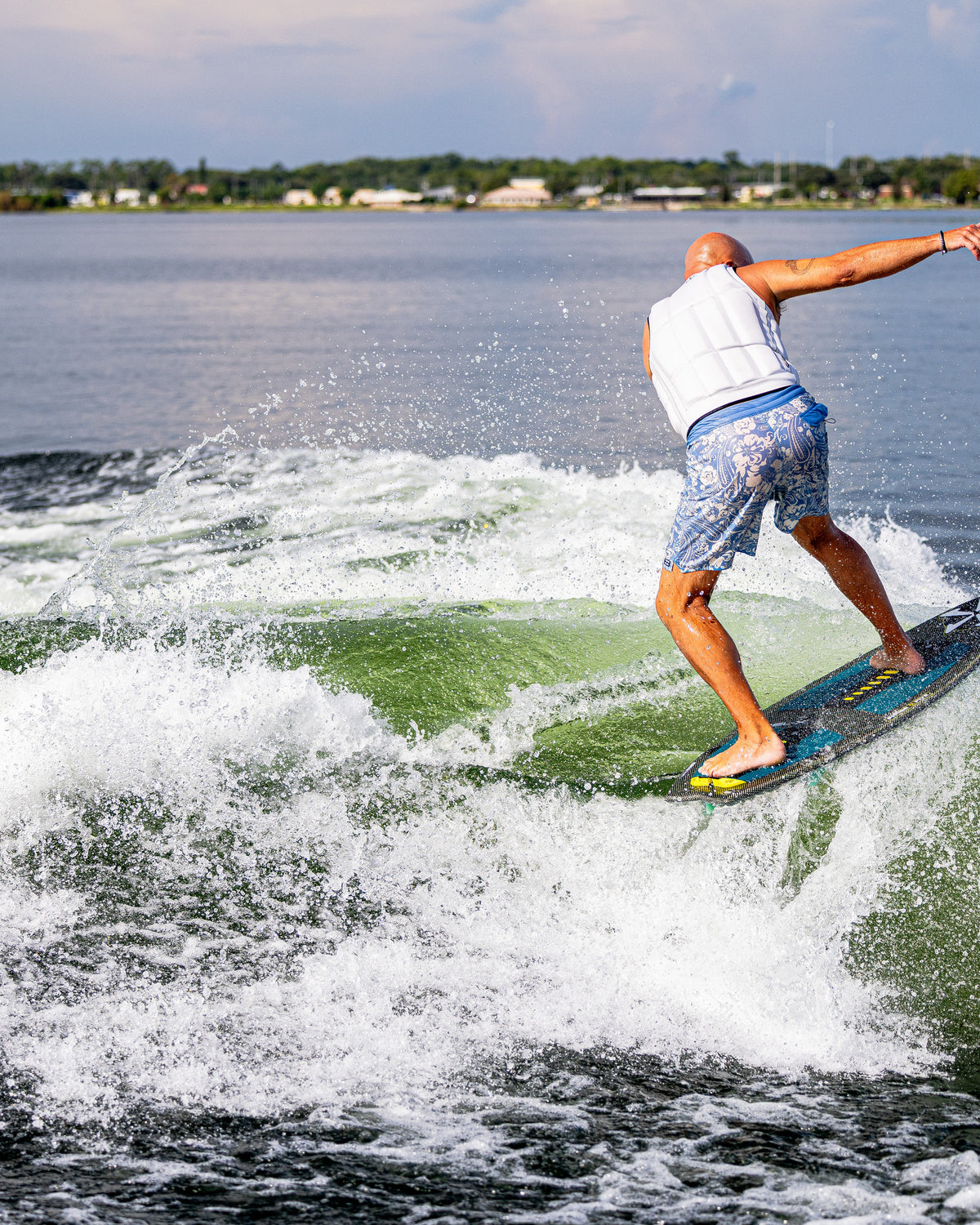 2027 Phase Five Model X wakesurf board action photo