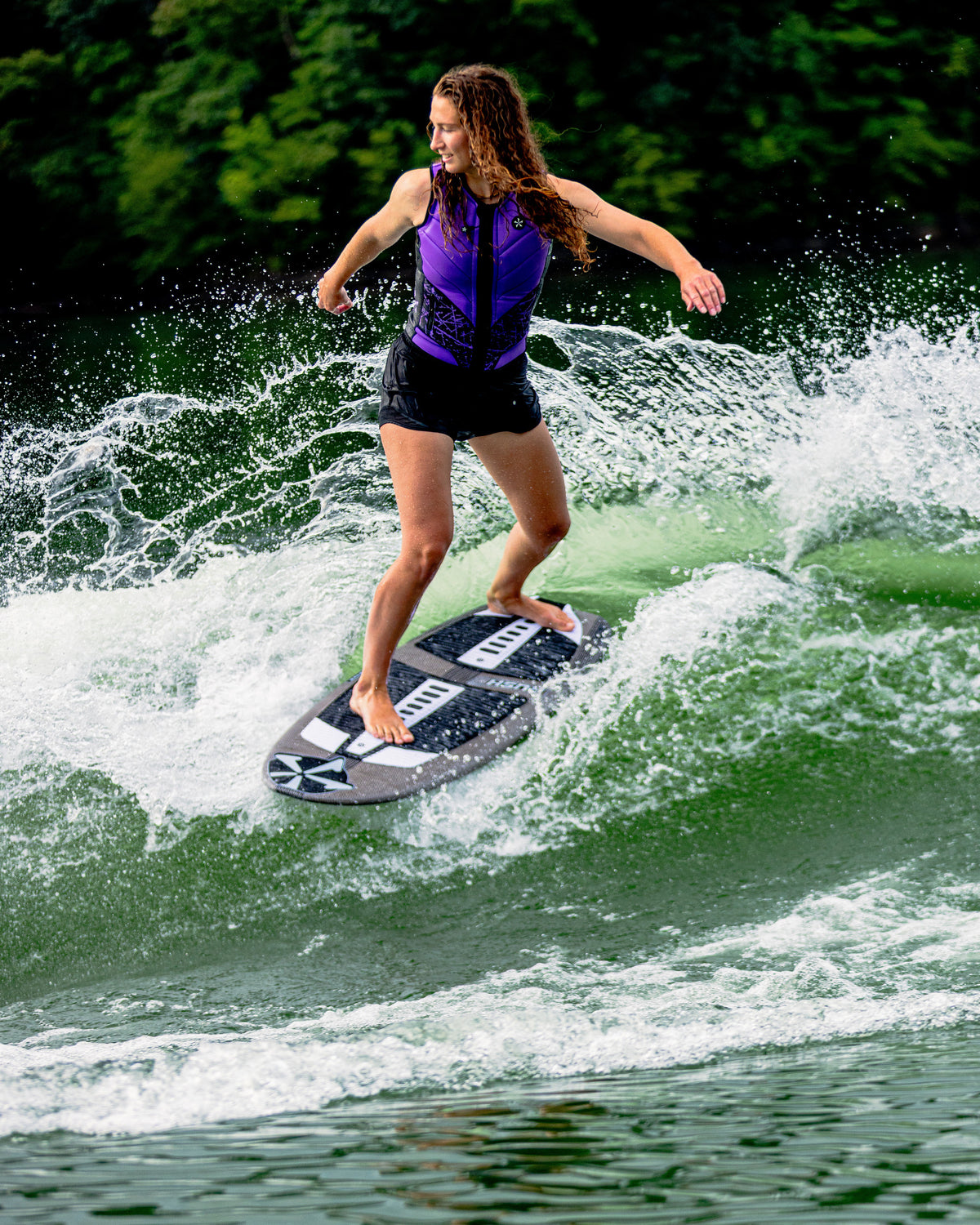 2027 Phase Five Rush Stealth wakesurf board action photo