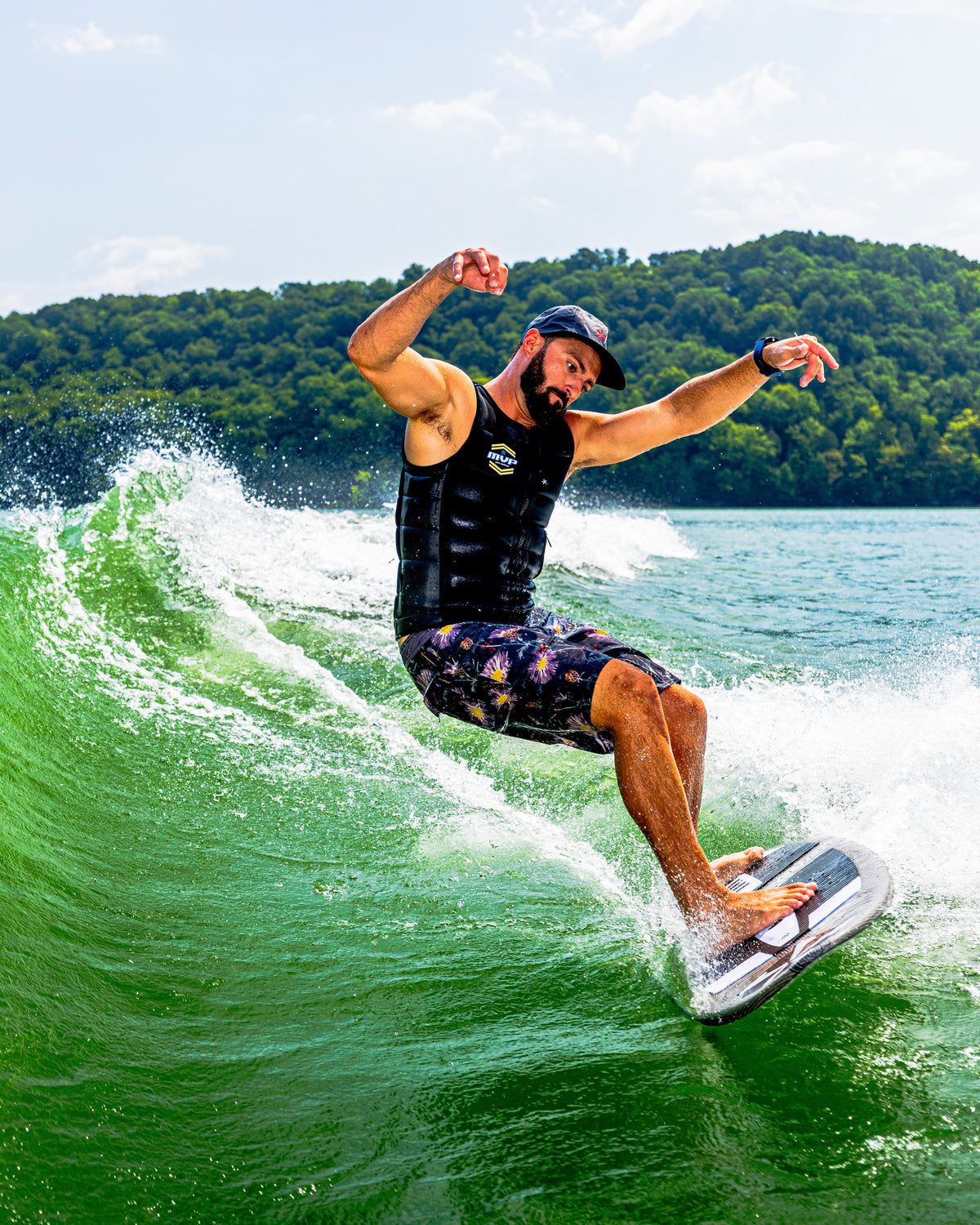 2027 Phase Five Sensei Stealth wakesurf board action photo