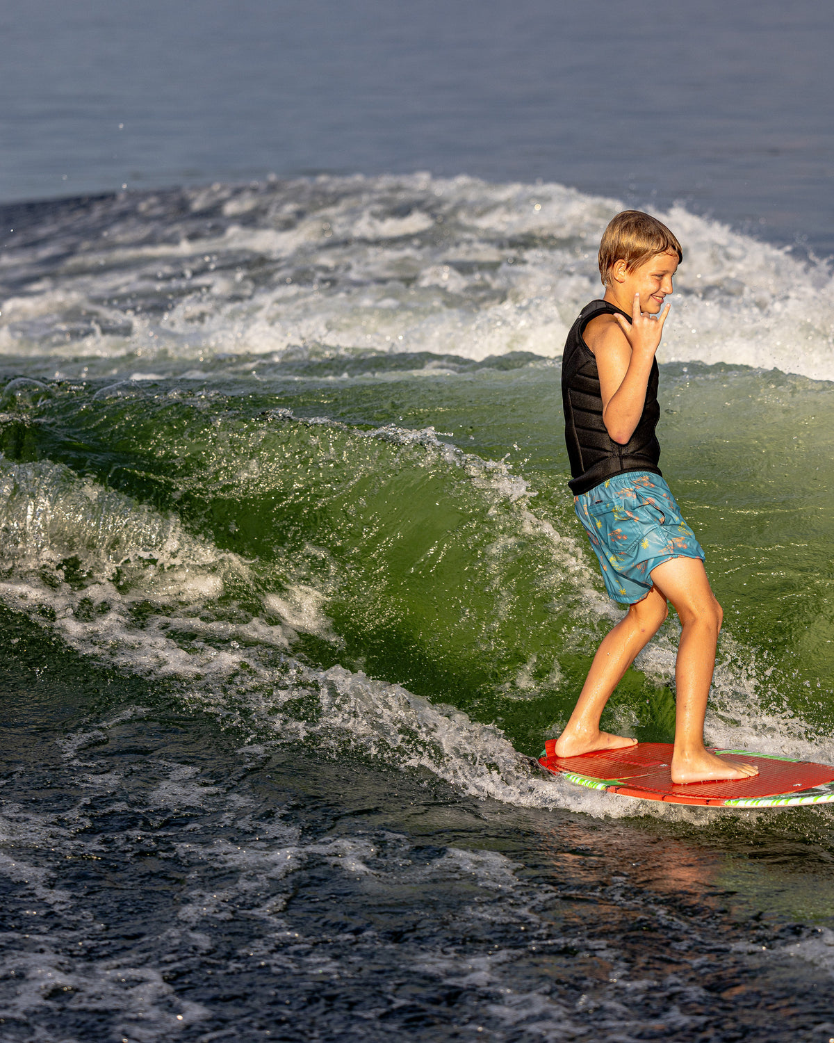 2027 Phase Five Shrimp wakesurf board action photo