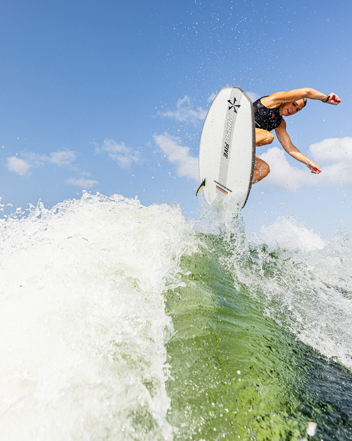 2027 Phase Five Swell Stealth wakesurf board action photo