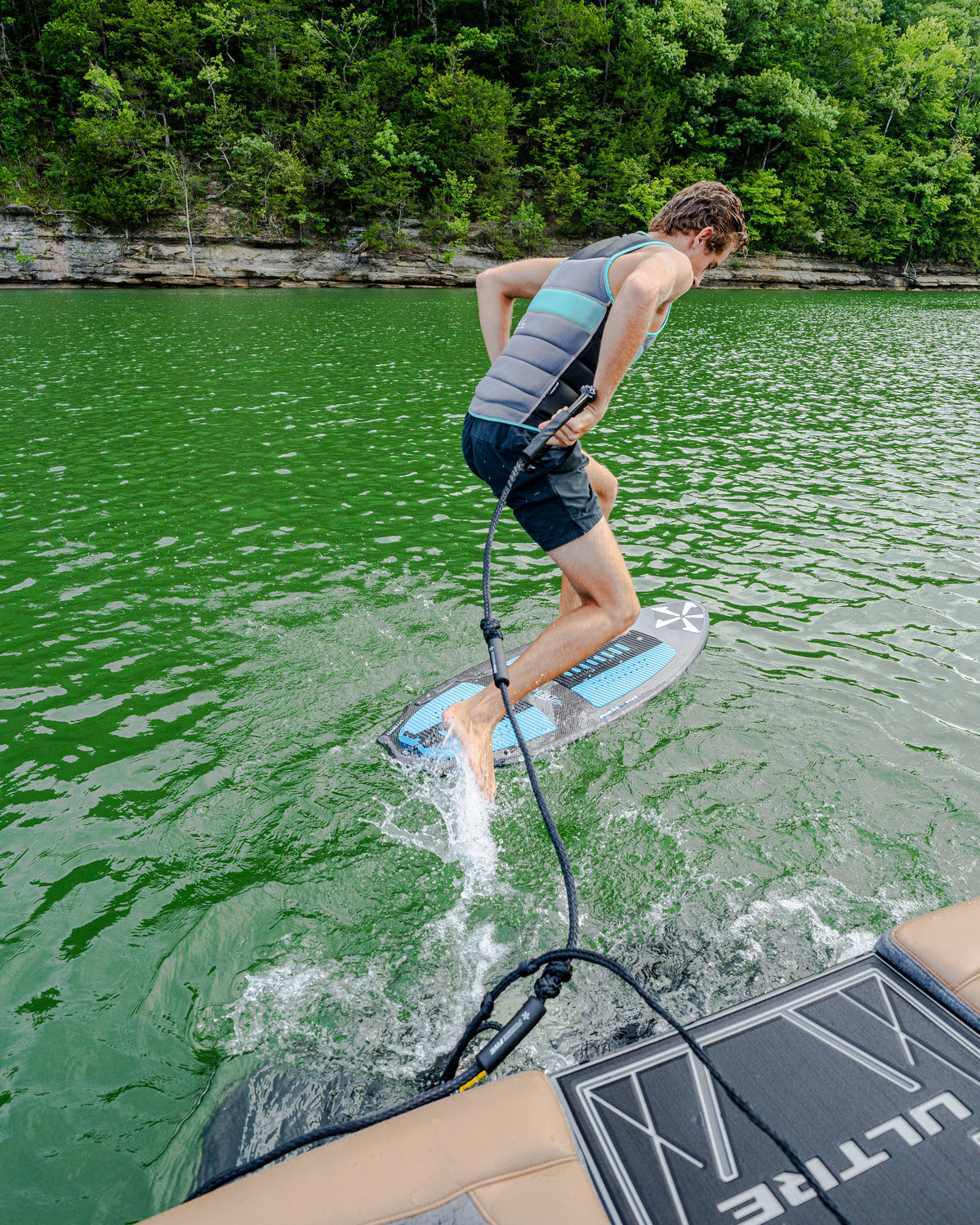 2027 Phase Five Trident V3 wakesurf board action photo