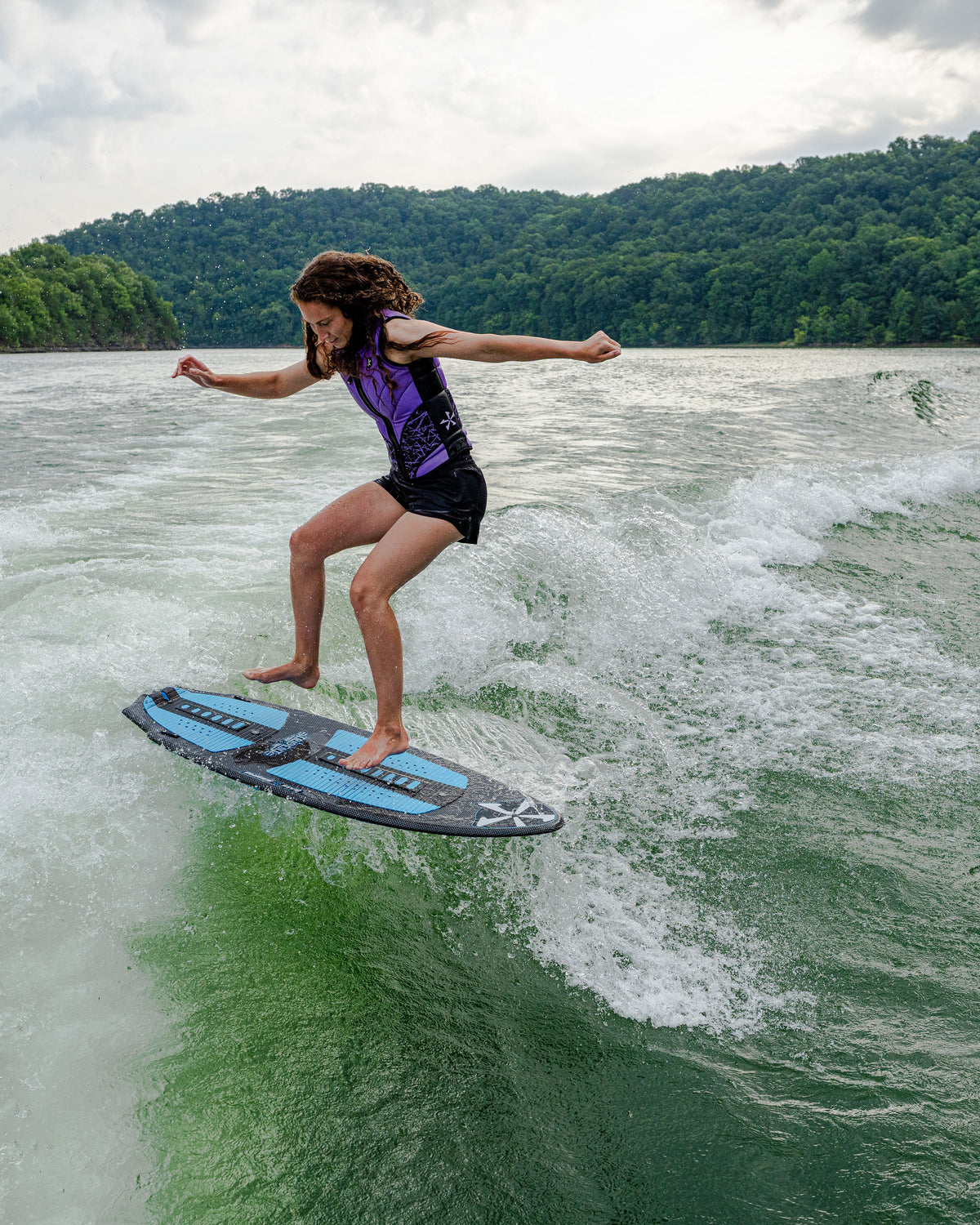 2027 Phase Five Trident V3 wakesurf board action photo