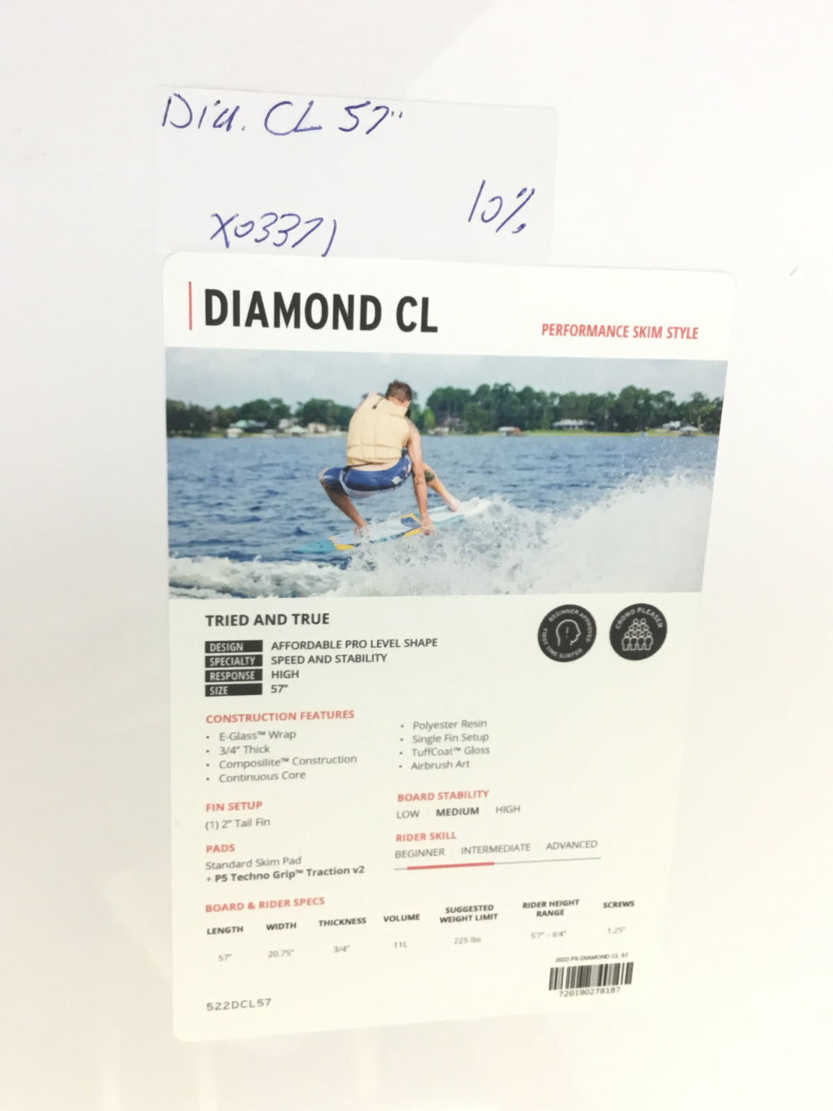 Phase Five Diamond CL BLEM Wake Skimboard 57&quot;
