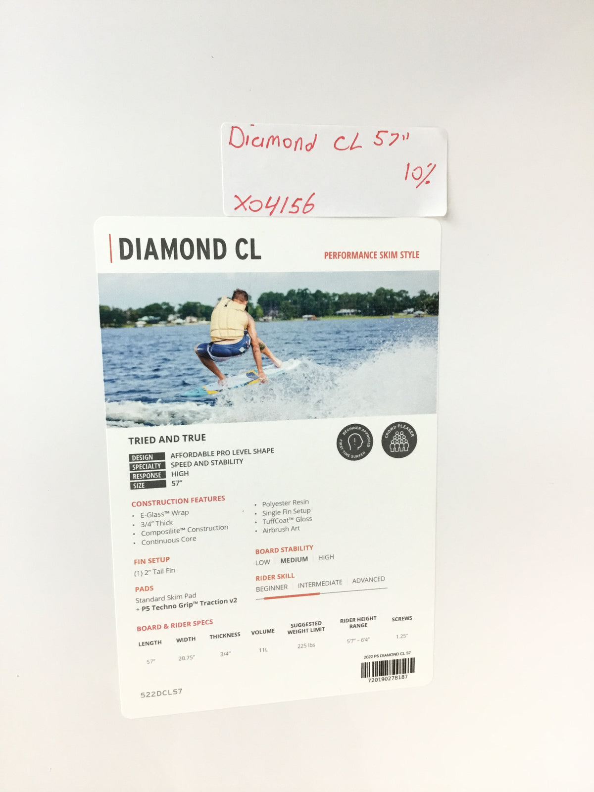 Phase Five Diamond CL BLEM Wake Skimboard 57&quot;