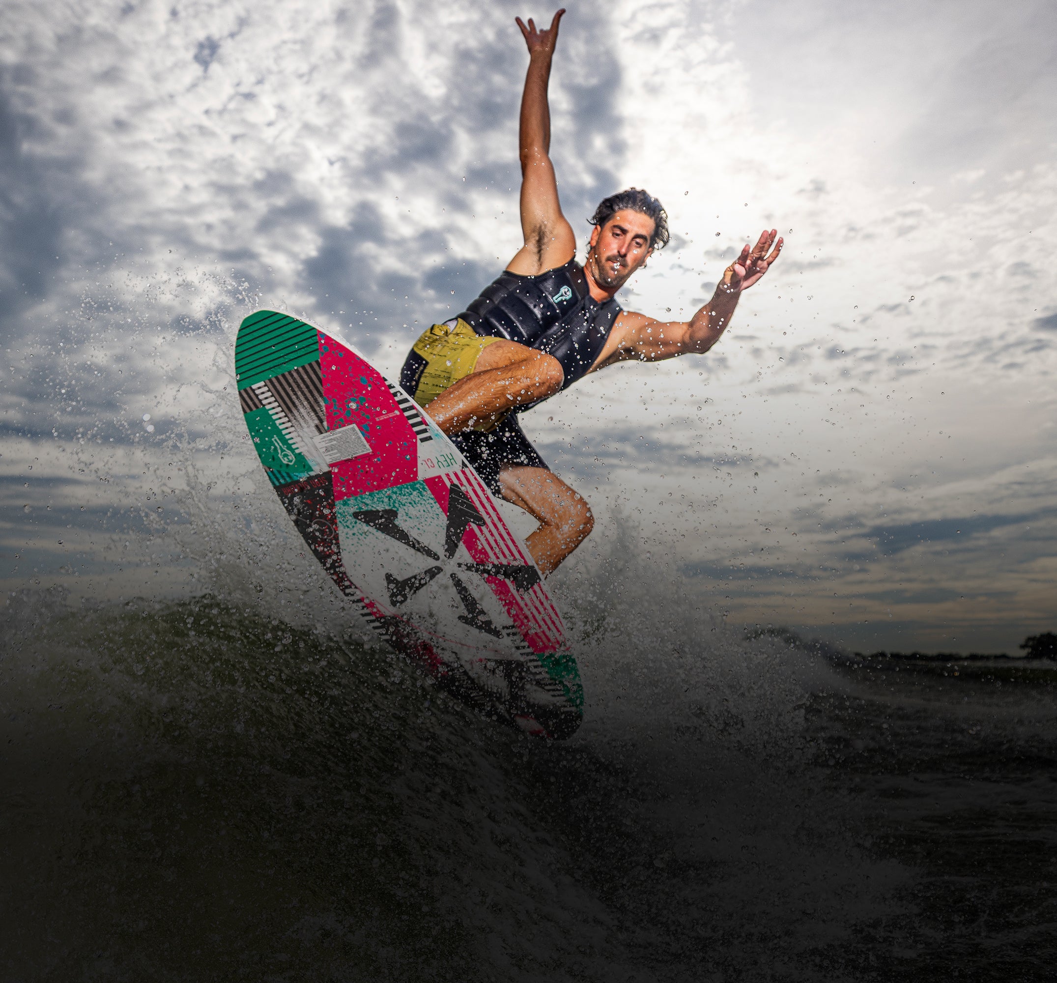 Rider on the 2026 Key CL wakesurf board