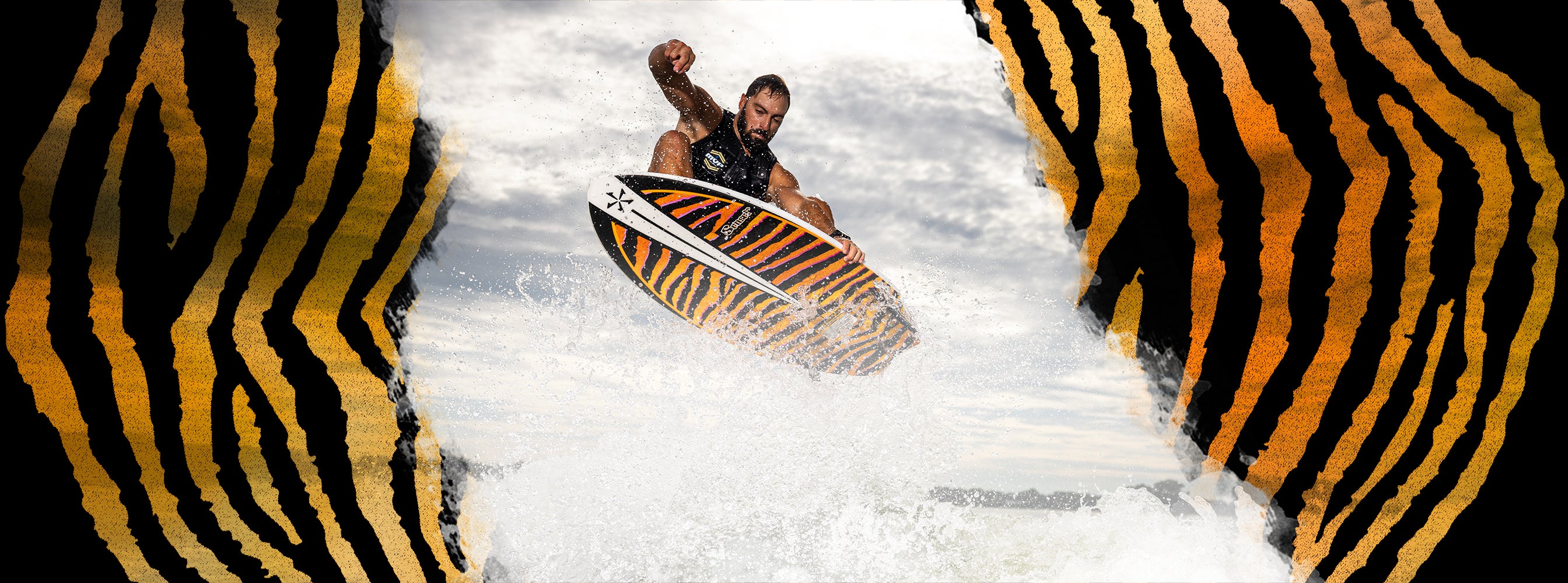 Phase Five rider on a Sensei wakesurf board