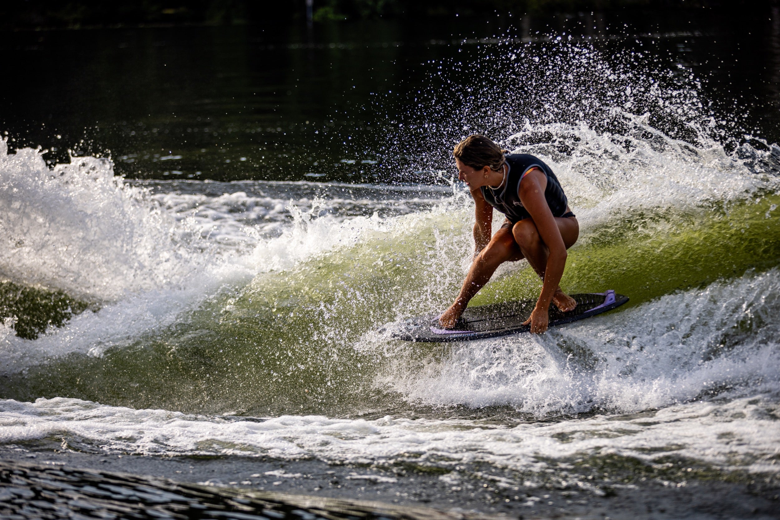 Ashley Inloes wakesurfing on a Phase Five Mindset board
