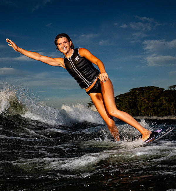 Ashley Inloes wakesurfing on a Phase Five Mindset board