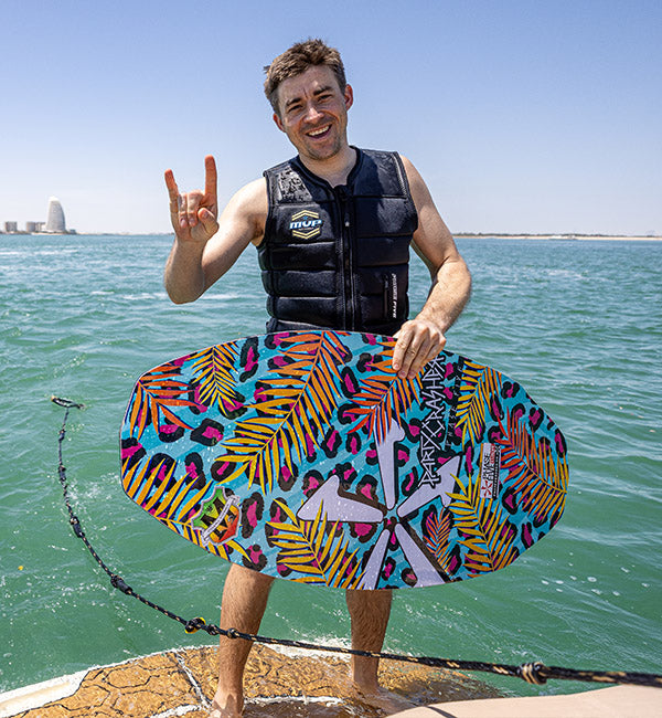 Markus Lahmer wakesurfing on a Phase Five board