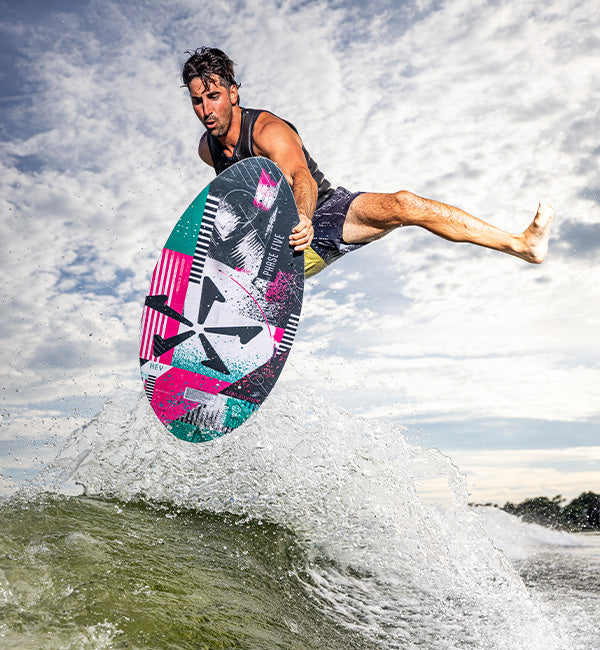 Sean Silveira wakesurfing on a Phase Five Key board